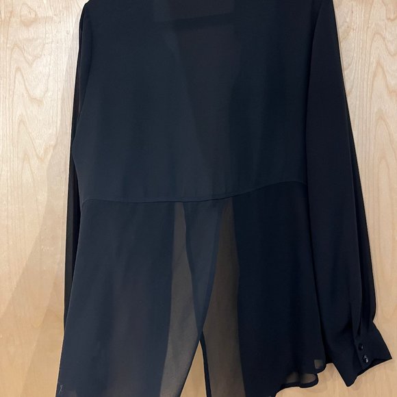 Forever 21 - Women's Black Sheer Button Down Size 8/10 - Picture 2 of 3